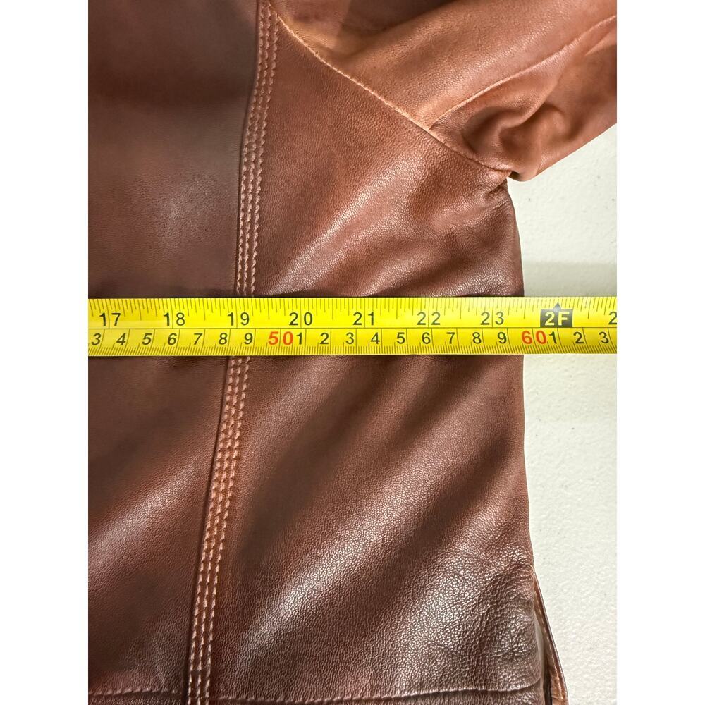 Wilsons Brown Leather Hooded Fur-Trim Jacket Women’s 1X Genuine Leather Coat - Picture 10 of 11